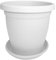 Sicignano | Vaso Verona Rotondo con Sottovaso, Plastica Riciclabile, Fori di Drenaggio, Moderno Classico, Interni Esterni, per Piante Fiori Orto Giardino (Bianco, 30 cm)