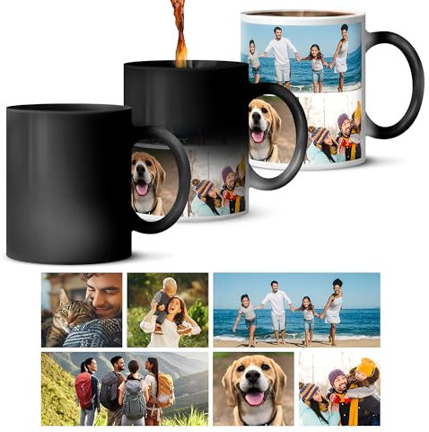 Personalised Magic Photo Mug - Custom Heat Changing Mug with Your Own Photo & Text - Colour Reveal Coffee Cup - Unique Gift for Birthdays, Christmas, Weddings - Premium Ceramic, 11oz, Surprise Effect