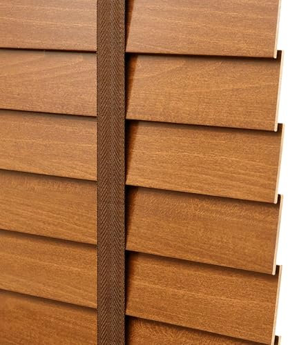 Jalousie Holzjalousie 50mm Lamellen Jalousette Echtholz, Naturel Bambusrollo Holz jalousien, 60/70/80/90/100/110/120/130/140/150/160cm Gefiltertes Licht Jalousie Für Fenster Innen Portes(Khaki)