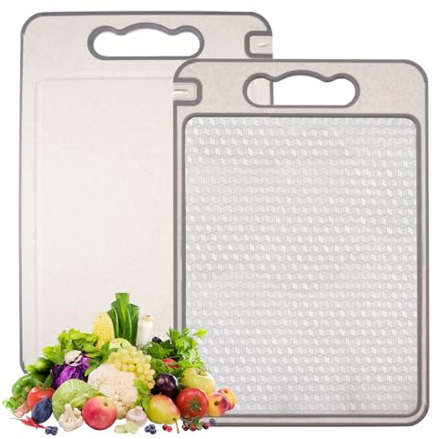 Tabla De Cortar Acero Inoxidable 37 x 25cm Tabla De Cortar De Doble Cara con ranura para zumo y borde afilado, Antideslizante,sin BPA,para Cocina para Carne,Queso,Frutas, Verduras,Bordes De Silicona