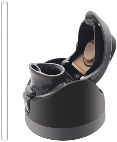 Replacement Lid Compatible with Owala Freesip, with Reusable Plastic Straw, One Button No Leakage Water Bottle Top Cap and Lid Replacement Accessories for 16oz 24oz 32oz 40oz Wide-Mouth Bottles, Black