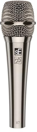sE Electronics V7 Dynamic Microphone for Singing, Speech & Studio Recording - XLR Handheld Professional Microphone with Supercardioid Aluminum Voice Coil for Huge Gain Before Feedback - Brushed Nickel