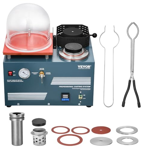 VEVOR Machine de Fonte à la Cire Perdue sous Vide, Machine pour Moulage de Précision Tout-en-Un avec Four de Fusion, Port d'Injection Pratique, Manomètre Précis, pour Coulée de Bijoux Fusion de Métaux