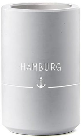 Flaschenkühler aus Beton, 20,5 cm Höhe, Grau mit Hamburg Skyline
