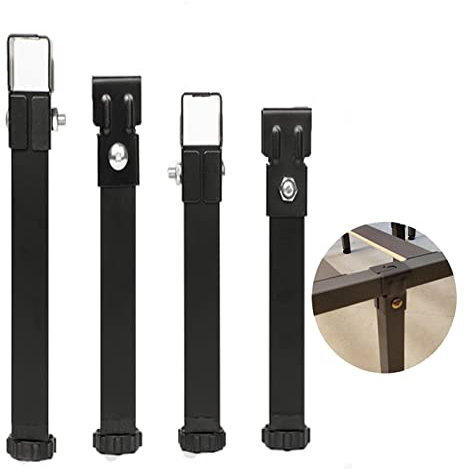 Pieds à lattes réglables en métal pour sommier tapissier universel de 30 cm de hauteur Design robuste Noir Parfait pour la mise à niveau des meubles