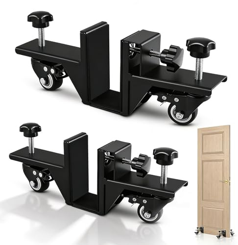 Door Lifter Carts, 2Pcs Heavy-Duty Door Installation Kit Doors Dolly Adjustable for 1-3/8 to 2-1/4 Pre-Hung Front and Slab Doors Lifter Dolly Doors-Board Dollys with Wheels