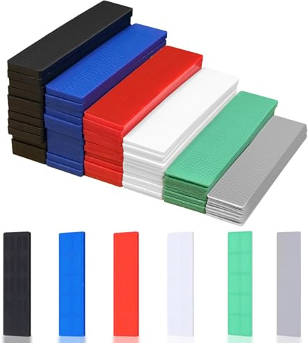 72 Stück 28 x 100 mm Abstandshalter Kunststoff Ausgleichsplättchen | 1-6 mm Distanzplättchen Kunststoff Unterlegplatten, Distanzklötze Glaserklötze Unterlegkeile Fensterkeile Fensterklötze