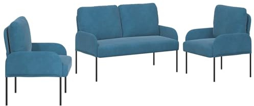 vidaXL Sofagarnituren mit Kissen 3 pcs Blau 115 x 56 x 80 cm Sperrholz, Wohnzimmer, Coole Couch, modernes Möbel, bequemer Sitz, minimalistisches Design, urbaner Stil, funktional
