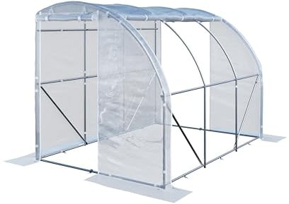TOOLPORT Serra a tunnel addossata 2x3 m in PE 180 g/m² stabilizzato UV con struttura in acciaio zincato, serra per pomodori con finestre laterali