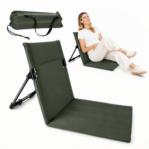 bssmmai Strandmatte mit Rückenlehne, Klappbar Strandstuhl, Tragbare Strandliege Faltbarer, Campingstuhl Liegestuhl für Picknick Garten Wandern
