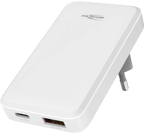 Ansmann 65W USB Schnellladegerät - Flaches USB-C & USB-A Netzteil | Slim Design Ideal für Steckdosen hinter Möbeln - Kompatibel mit iPhone 16/15/14/13/12, Samsung Galaxy S25 S24 - Fast Charger