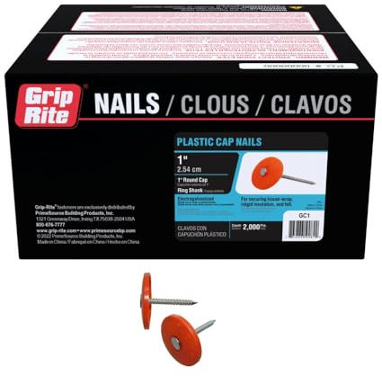 Grip Rite GC1 1-Inch Round Plastic Cap, 2,000 Count