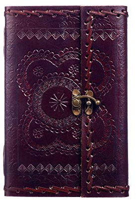 Fair Trade Indra Tagebuch Leder extra Groß 135 x 215 mm mit Prägungen und Nähte