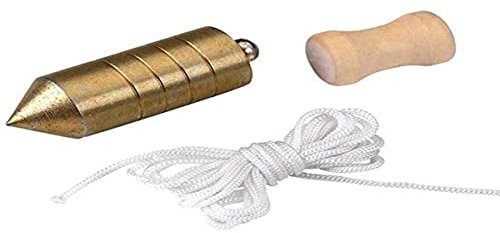 Alyco 197932-Piombo in acciaio zincato da 500 gr. Dado in legno e corda in nylon da 5 m, Nero