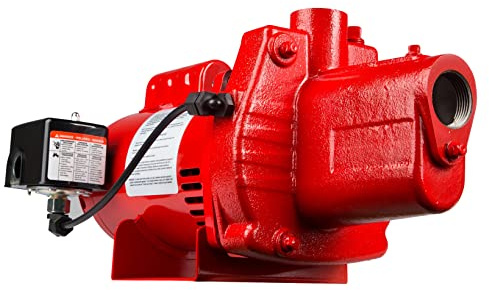 Red Lion RJS-75-PREM 3/4 HP, 16 GPM, 115/230 Volt, Premium Cast Iron Shallow Well Jet Pump, Red, 602207