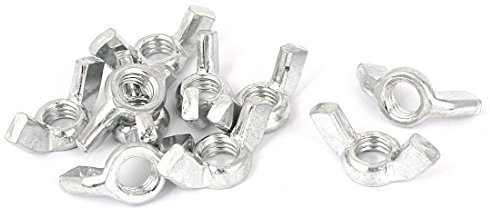 Sourcingmap 3/8 Inch-16 Thread Zinc Plated Wingnut Butterfly Wing Nuts Silver Tone 10 Pcs