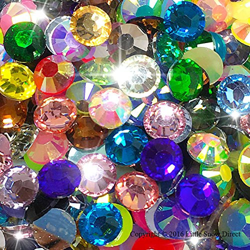 Little Snow Direct® Pack of 1000 Resin Crystal Flat Back Rhinestones Diamante Gems Nail Art & Crafts (Mixed Colours, 5mm)