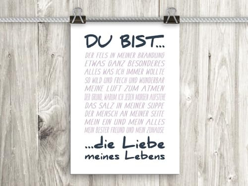 artissimo Poster DIN A4 Hochformat 21x29,7 cm PE0063-DR – Love Poster Die Liebe meines Lebens, romantisches Sprüche Poster, moderne Wanddeko Schlafzimmer Paar