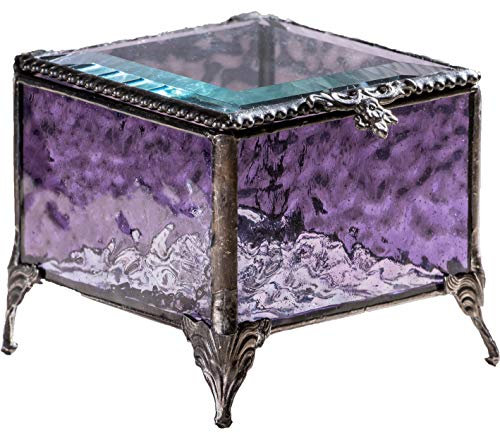 J Devlin Box 836 Schmuckschatulle, Amethystglas, Vintage-Stil, Violett