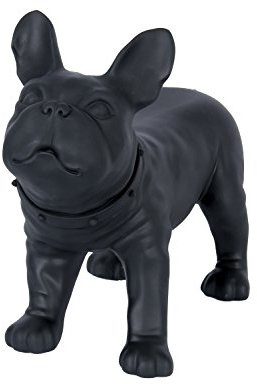 Dila GmbH Hund Bulldogge, Dekofigur mit Halsband, Dekohund aus Kunststoff L49 x H31 x T 22 cm, Hunde-Figur mit freudigen, begrüßenden Blick Bulldogge (Schwarz)