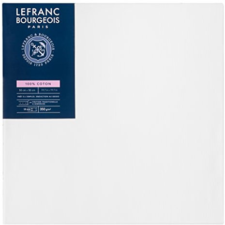 Lefranc Bourgeois 111147 Keilrahmen Serie - Klassisch, 100 % Baumwolle, 350g/m², Archivqualität, säurefrei für erhöhte Haltbarkeit, grundiert - 50x50cm