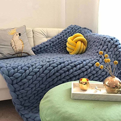Adorist Large (130x180cm) - Wolldecke Cosima Chunky Knit Large 130x180cm, Rauchblau blau