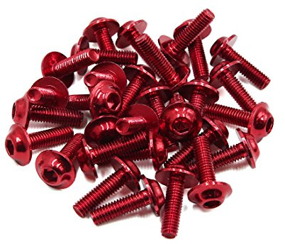 Sourcingmap, 30 viti universali rosse M6 x 20 mm per carenatura moto, in metallo, viti