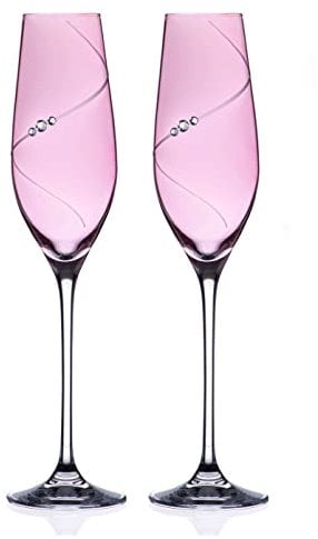 DIAMANTE Pink Lustre Silhouette Champagne Flutes Embellished with Swarovski Crystals (1181.412.EPT) Set of Two in a Premium Gift Box