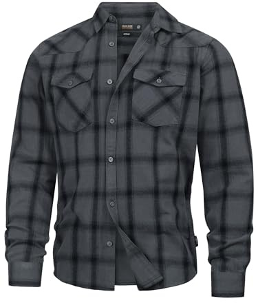 Indicode Herren Altin Flanellhemd | Herrenhemd Ton-in-Ton Freizeithemd für Männer Pewter, XXL