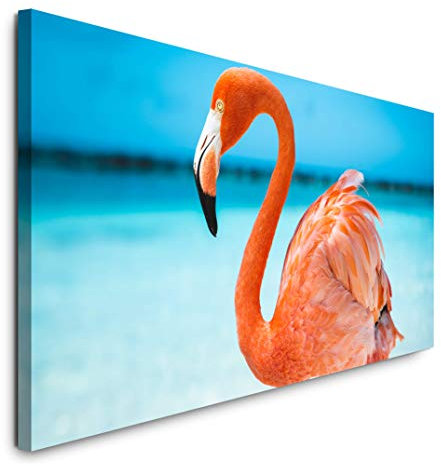 Paul Sinus Art GmbH Flamingo im Meer 120x 50cm Panorama Leinwand Bild XXL Format Wandbilder Wohnzimmer Wohnung Deko Kunstdrucke
