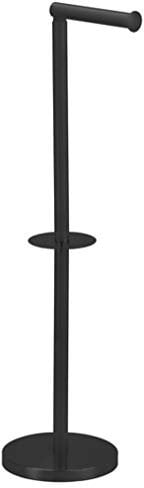 MSV Toilettenpapierhalter Stehend BxHxT:15x60x15 cm freistehender Papierrollenhalter in Edelstahl-Optik Edler Rollenhalter für WC-Rollen als Ersatzrollenhalter Schwarz matt