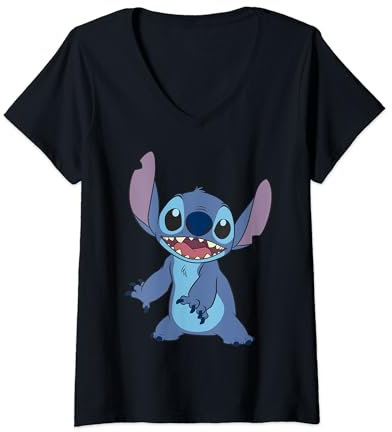 Disney Lilo & Stitch Simple Stitch Stance T-Shirt avec Col en V