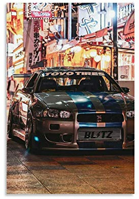 Nissan Skyline GTR R34 JDM Leinwand Kunst Poster und Wandkunst Bilddruck Moderne Familienzimmer Dekor Poster 24x36inch(60x90cm)
