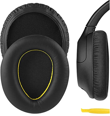 GEEKRIA QuickFit Ersatz-Ohrpolster für Sony WH-CH700N, WH-CH710N, WH-CH720N - Ohrpolster aus Memory-Schaum und Leder, Schwarz
