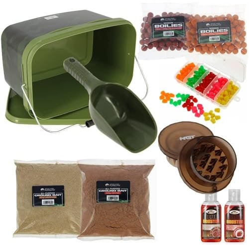 DNA Leisure Bait Storage 5L Camo Bucket Spoon Groundbait Boilie Hand Held Grinder Liquid Booster Fake Corn Carp Fishing