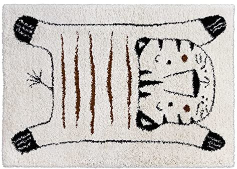 Primaflor Kinderteppich für Jungen und Mädchen - White Tiger - 120x170 cm - Oeko-TEX Zertifiziert - Weicher Hochflor-Teppich fürs Baby- & Kinderzimmer - Hochwertiger Spielteppich