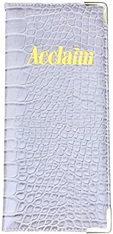 Acclaim Rigid Lawn Bowls Bowling Scorecard Holder Lightly Padded Synthetic Texture Effect 23 cm x 10 cm with Spring Clip & Pen Loop (Grey)