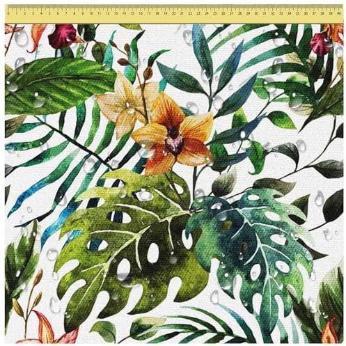 DreamRoots Segeltuch Wasserdicht - Polsterstoff Meterware 160 cm breit - Wasserabweisender Stoff 220 g/m2 600D - Markisenstoff Wasserdicht Meterware Floral Watercolor 2M