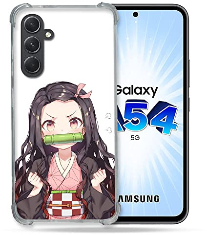 Cokitec Schutzhülle aus Hartglas für Samsung Galaxy A54 5G Manga Demon Slayer Nezuko