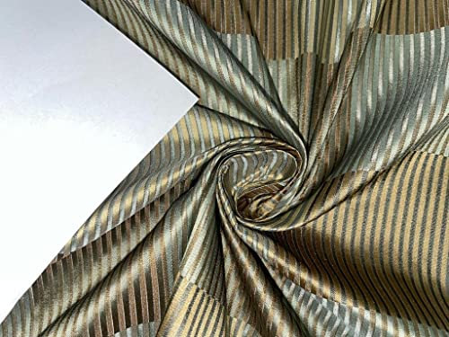 100 % Seide Taft Stoff Silber Grau & Dark Ivory Jacquard Plaids TAFC54[1]