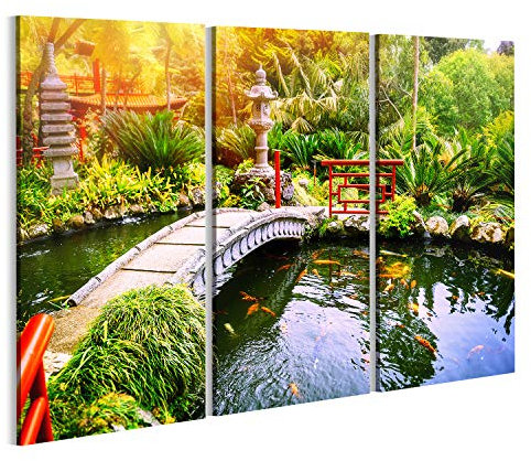 islandburner Bild auf Leinwand Japanischer Garten Mit Koi Fischen Bilder Wandbilder Poster