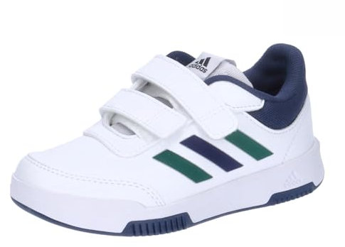 adidas Tensaur Hook And Loop Shoes, Sneaker Unisex - Bambini e ragazzi, White Green Collegiate Navy, 35 EU