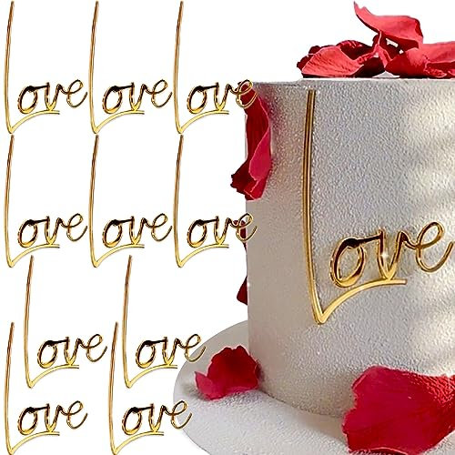 LOVE Cake Topper Hochzeit Tortenaufleger Liebe Brief Tortendeko Geburtstag Acryl Gold Tortentopper Hochzeitstorte LOVE Cake Toppers Kuchen Deko Torten Topper Cake Decoration Valentines Kuchendeko