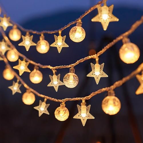 Sunshine smile Catena di luci natalizie, 6 metri, 40 LED, a batteria, impermeabile, per interni ed esterni, per albero di Natale, matrimonio