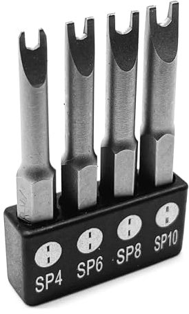 OHIY Spanner Drive Screwdriver Insert Bit Set in 4 Different Sizes, Durable CR-V Steel, SP4 SP6 SP8 SP10 Sizes, 2 Long Shank with Standard 1/4 Hex Drive