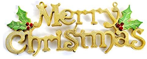 Ciieeo Hanging Merry Christmas Sign 19cm Gold Letter Card Xmas Tree Decoration Letter for Christmas Greetings