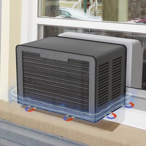 Forestchill Window Air Conditioner Cover for U-Shaped Window AC Unit, Mesh Air Conditioner Cover for Outside Unit, Easy Airflow and Keep Debris & Leaves Out, Black