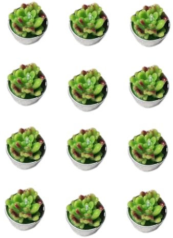 Alipis 12 Pz Candele Fatte a Mano Candele Da Tè Bomboniere Natalizie Candele a Di Tè Decorativa Piccola Candele Succulente Di Cactus Piante Grasse Succoso