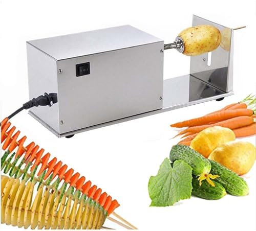 Tagliapatate Automatico A Spirale, Affettatrice Elettrica per Patate Tornado Taglierina A Spirale per Patate, Affettatrice Tornado per Patatine Ricce - Acciaio Inossidabile, Affett