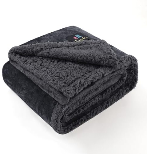 luciphia wasserdichte Hundedecke Waschbar, Hunde Decke für Hund Katzen Groß, Haustierdecke Flaushig Sherpa Fleece, Hundedecke Wasserdicht für Sofa Couch Bett, Grau XL (145 * 216cm)